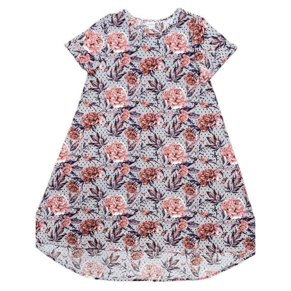 NEW LuLaRoe M Carly Floral Swing Dress High Low Flowy Short Sleeve